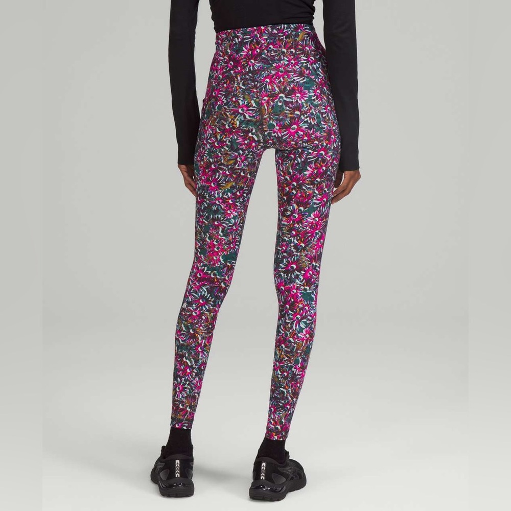 lululemon athletica Pink & Green Floral High-Rise Leggings